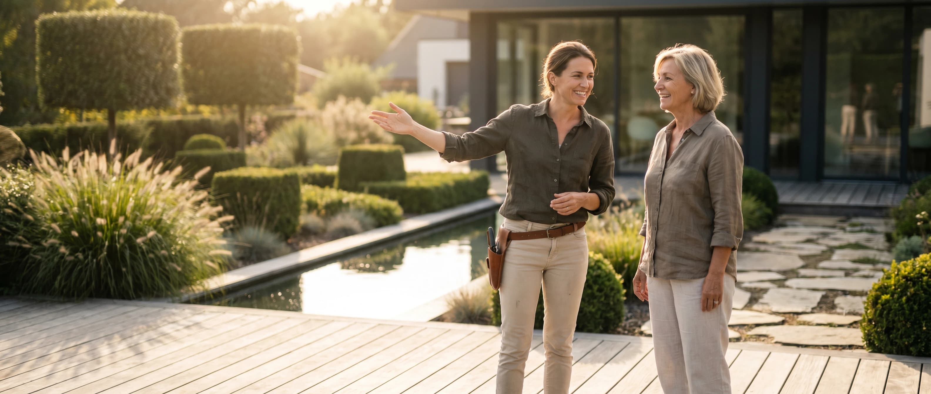 Paysagiste aménageant un jardin
